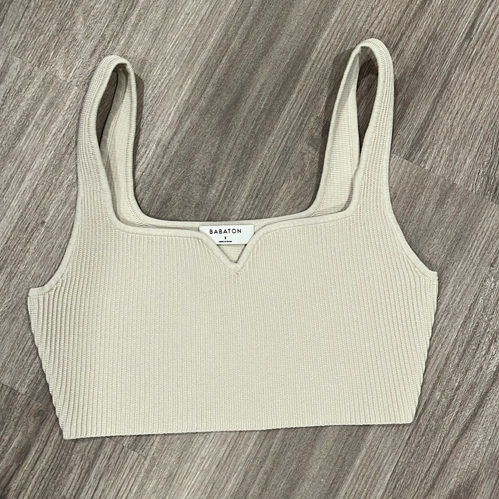 Babaton sculpt knit cropped sweetheart tank